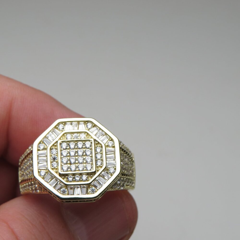 14k Sterling Silver Diamond Men's Ring